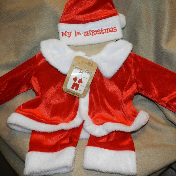 MR CLAUS BABY MY 1ST CHRISTMAS 3 PC SANTA SUIT SET 12 MTHS🆕FAST😮💨⚡🚚 - Picture 2 of 16